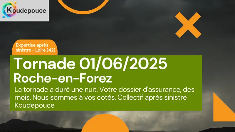Maison sinistrée après la tornade dans les monts du Forez, expertise bâtiment Loire 42